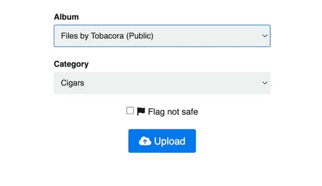 Final upload step in Tobacora with submit and upload controls visible.