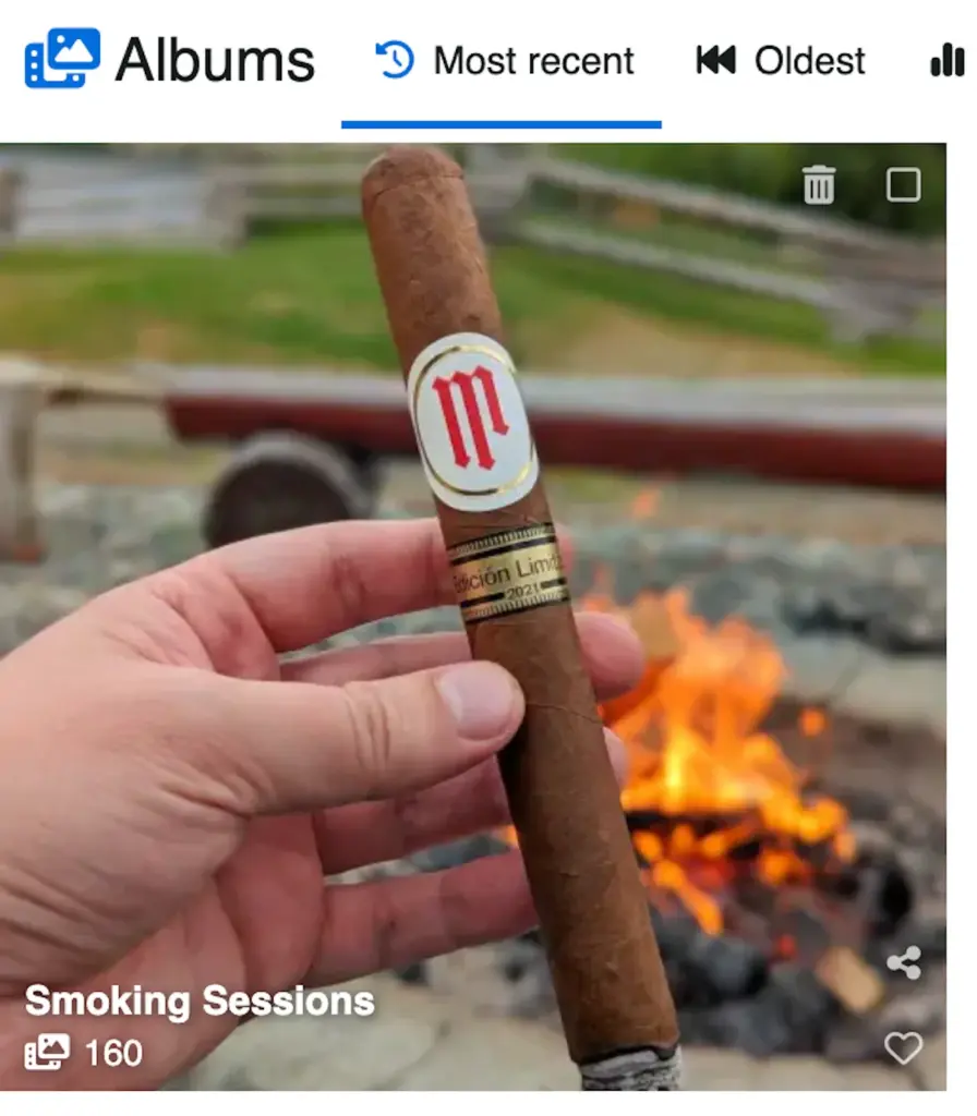 Tobacora album page showing a grouped collection of cigar photos.