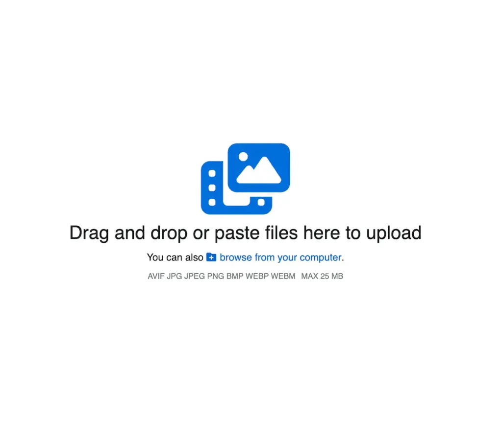 Tobacora upload page showing the file upload area and options to add photos.